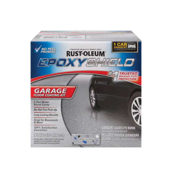 Main 1 - Rust-Oleum Epoxyshield Gloss Gray Water-Based Garage Floor Coating Kit 1 gal - Nederland