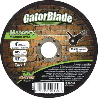 Main 1 - Gator 4 in. D X 5/8 in. Aluminum Oxide Masonry Cut-Off Blade 1 pc - Nederland