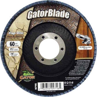 Main 1 - Gator 4-1/2 in. D X 7/8 in. Zirconia Aluminum Oxide Flap Disc 60 Grit 1 pk - Nederland