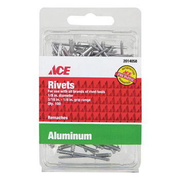 Main 1 - Ace 1/8 in. D X 3/16 in. Aluminum Rivets Silver 100 pk - Nederland