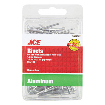 Main 1 - Ace 1/8 in. D X 1/2 in. Aluminum Rivets Silver 100 pk - Nederland