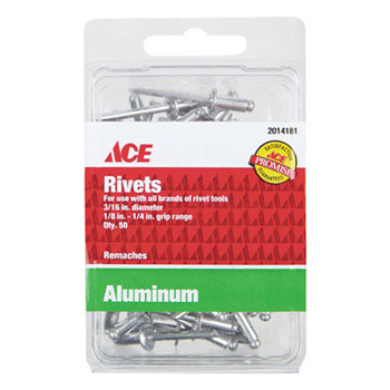 Main 1 - Ace 3/16 in. D X 1/4 in. Aluminum Rivets Silver 50 pk - Nederland