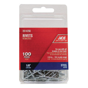 Main 1 - Ace 1/8 in. D X 1/2 in. Steel Rivets Silver 100 pk - Nederland