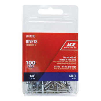 Main 1 - Ace 1/8 in. D X 1/4 in. Steel Rivets Silver 100 pk - Nederland