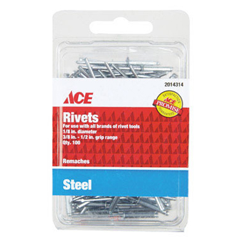 Main 1 - Ace 1/8 in. D X 1/2 in. Steel Rivets Silver 100 pk - Nederland
