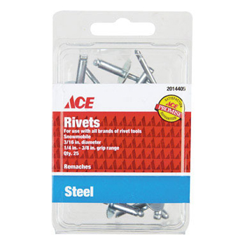 Main 1 - Ace 3/16 in. D X 3/8 in. Steel Rivets Silver 25 pk - Nederland