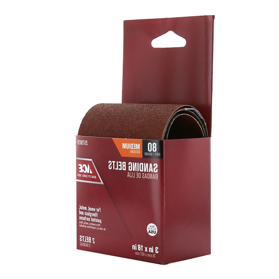 Ace 18 in. L X 3 in. W Aluminum Oxide Sanding Belt 80 Grit Medium 2 pc - Nederland