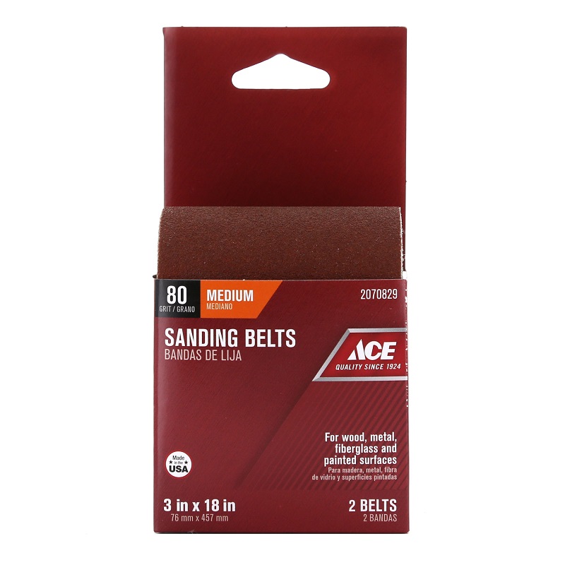 Main 1 - Ace 18 in. L X 3 in. W Aluminum Oxide Sanding Belt 80 Grit Medium 2 pc - Nederland