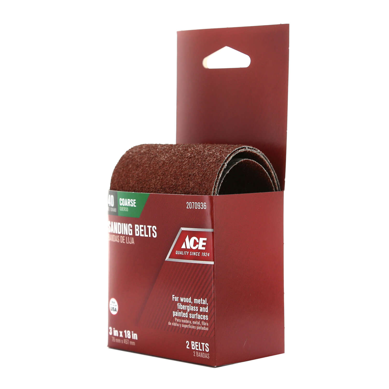 Ace 18 in. L X 3 in. W Aluminum Oxide Sanding Belt 40 Grit Coarse 2 pc - Nederland