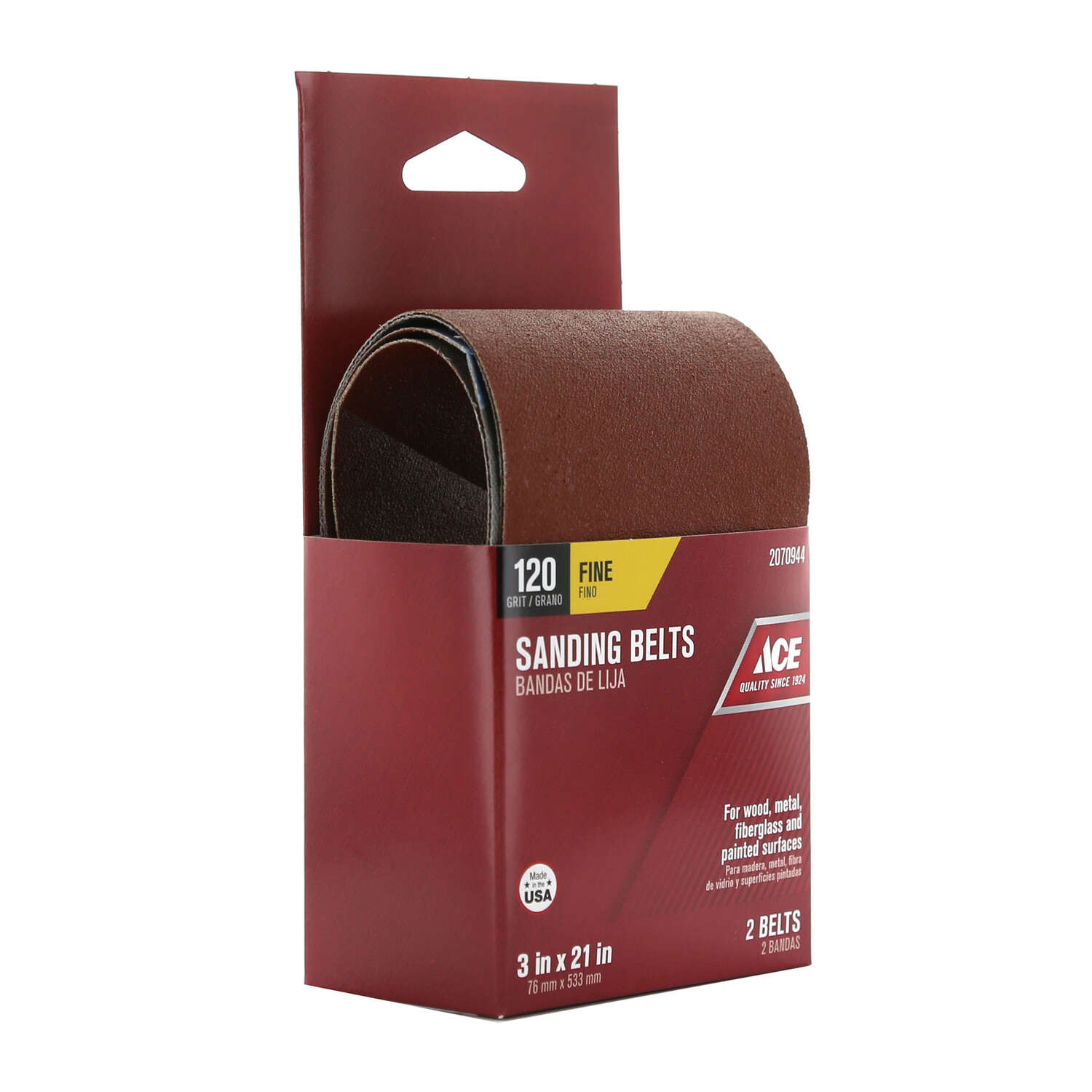 Main 3 - Ace 21 in. L X 3 in. W Aluminum Oxide Sanding Belt 120 Grit Fine 2 pc - Nederland