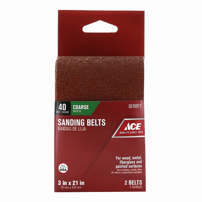 Main 3 - Ace 21 in. L X 3 in. W Aluminum Oxide Sanding Belt 40 Grit Extra Coarse 2 pc - Nederland