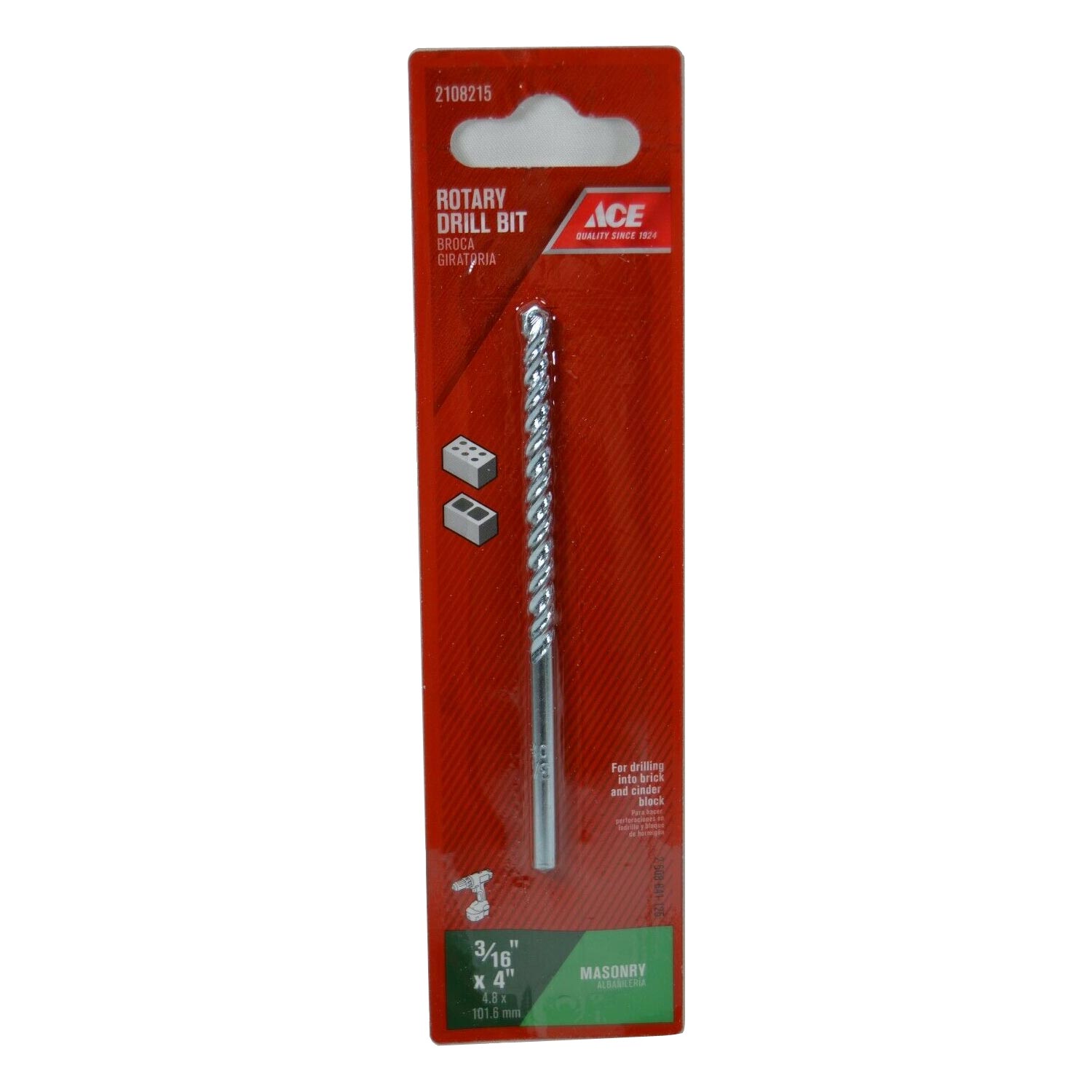 Ace 3/16 in. X 4 in. L Steel Rotary Drill Bit 1 pc - Nederland