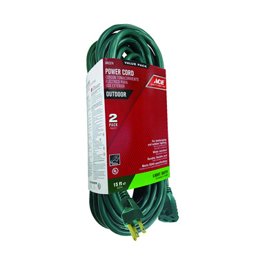 Main 1 - Ace Indoor or Outdoor 15 ft. L Green Extension Cord Combo Set 16/3 SJTW - Nederland