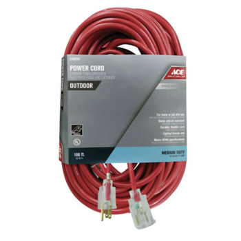 Main 1 - Ace Outdoor 100 ft. L Red Extension Cord 14/3 SJTOW -