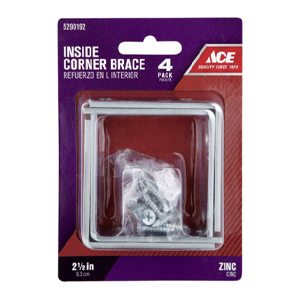 Main 1 - Ace 2-1/2 in. H X 5/8 in. W X 2-1/2 in. D Zinc Inside L Corner Brace - Nederland