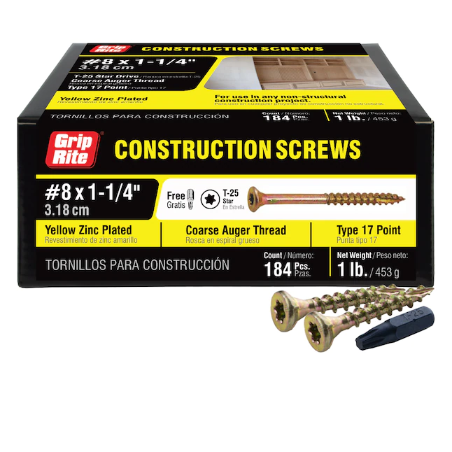 #8X1-1/4" Constr Screw T25 1Lb - Nederland